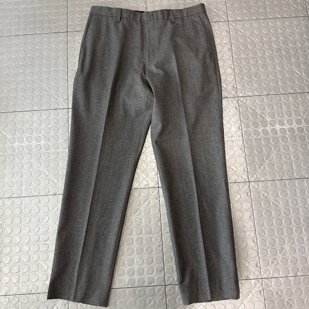 J Crew Crosby Fit VBC Italian Wool Flannel Suit Pant Medium Gray Charcoal 35x32